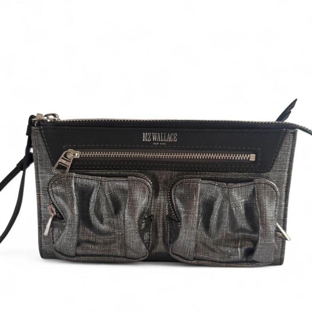 MZ Wallace Black and Silver Clutch